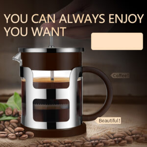 Glass French Press Coffee Maker – Borosilicate Heat-Resistant Pot with Stainless Steel Plunger