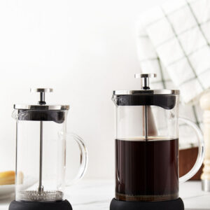 French Press Coffee Maker – Handmade Borosilicate Glass & Stainless Steel Filter – Classic Cafeteria for Bold Flavor