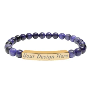 Natural Stone Bar Bracelet with Custom Engraving | Islafe Prints Jewelry